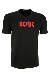 Ανδρικό μαύρο t-shirt με print AC DC στο μπροστινό μέρος