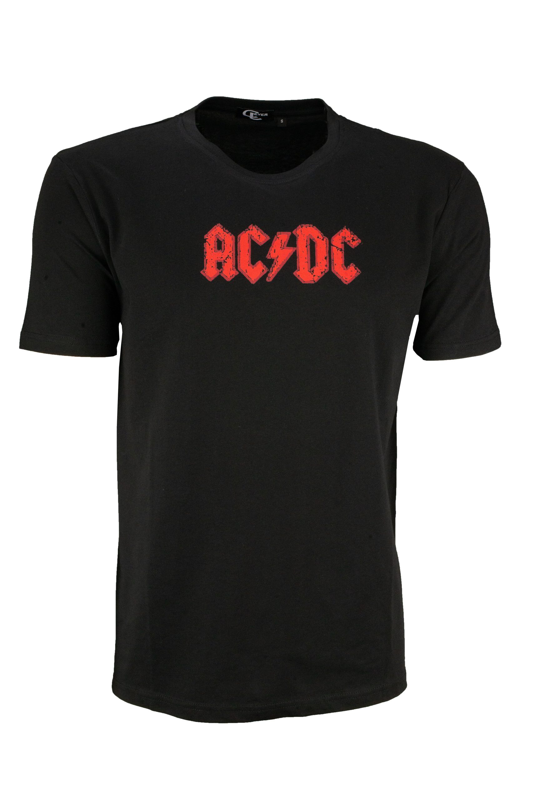 Ανδρικό μαύρο t-shirt με print AC DC στο μπροστινό μέρος
