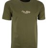 Ανδρικό μπεζ t-shirt με minimal print στο στήθος casual στυλ