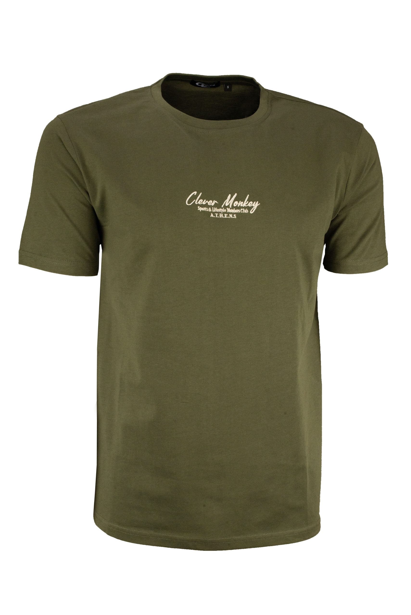 Ανδρικό μπεζ t-shirt με minimal print στο στήθος casual στυλ
